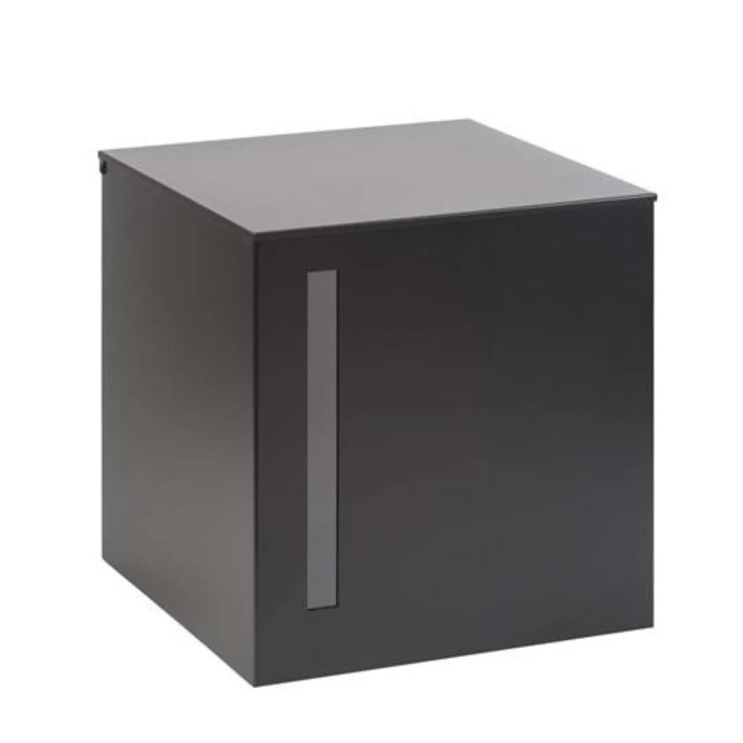 Designsanstitre_35 - ECOPELETY Black metal storage cabinet with a single door and a vertical silver handle on the front.