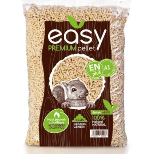 Bag of Easy Premium Pellet rodent food with a cartoon mouse on the front of the package.